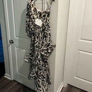 Alexis for Target One Shoulder White and Black Print Dress